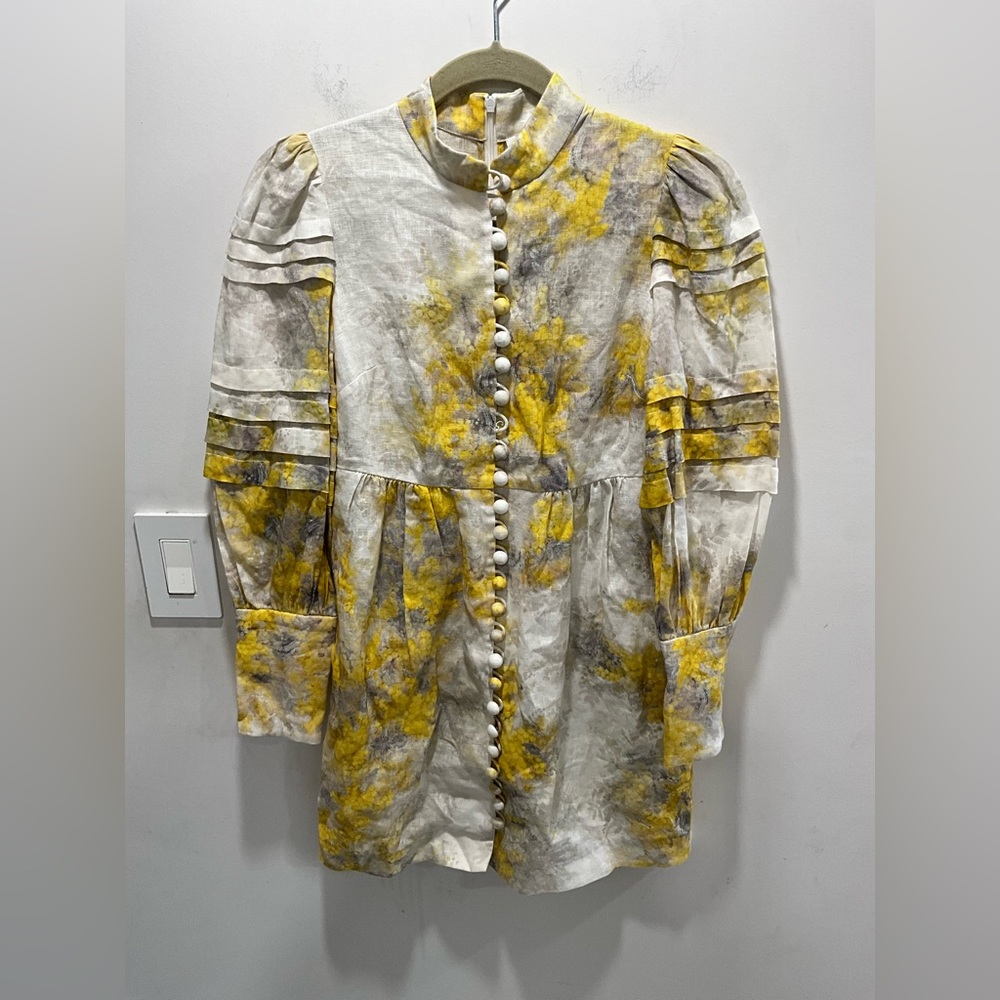 Zimmermann Yellow and Cream Mini Dress - Picture 4 of 6